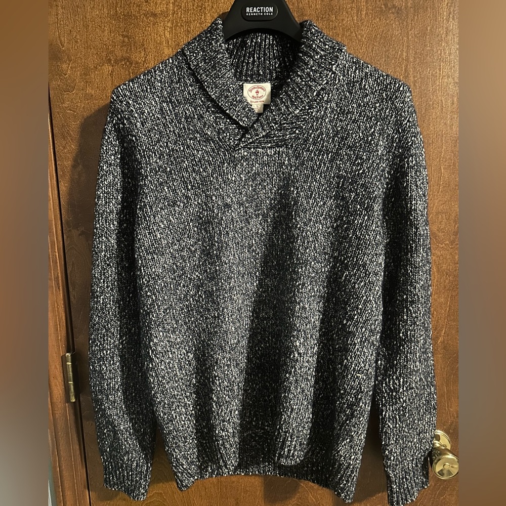 Brooks Brothers Cotton Shawl Collar Sweater Red Fleece NWT